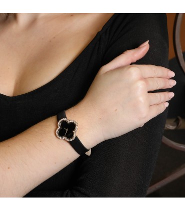 Van Cleef & Arpels Alhambra diamonds, onyx and gold watch