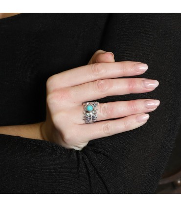 Lalique Paon sapphires, diamonds, yellow sapphires, garnets, aquamarines, turquoise and gold ring