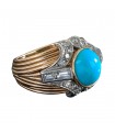 Bague or, turquoise et diamants