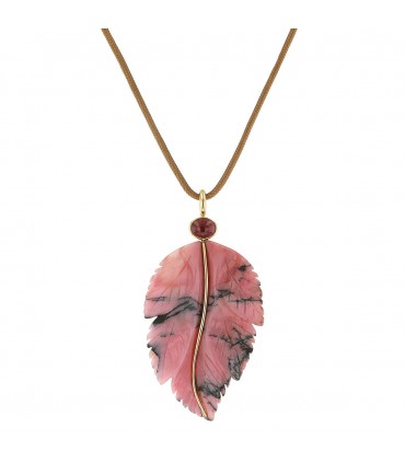 Gold, tourmaline and rhodonite necklace