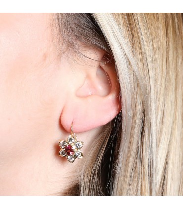 Tourmaline, diamonds and gold earrings