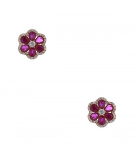 Rubies, diamonds and gold earrings