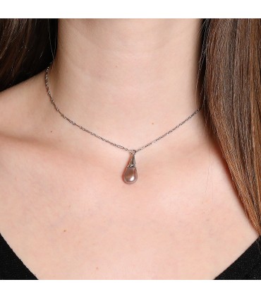 Diamonds and natural pearl necklace
