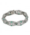 Emeralds, diamonds and platinum bracelet