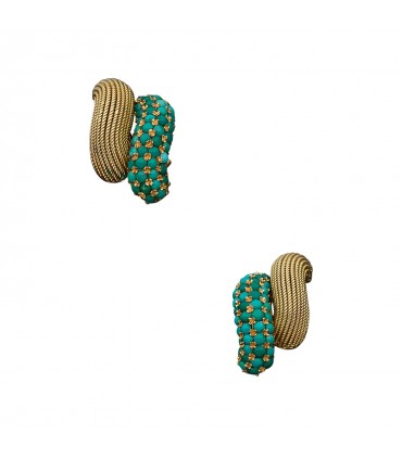 Boucles d’oreilles or et turquoises