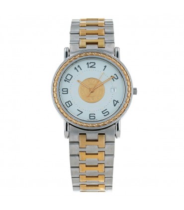 Hermès Sellier gold plated metal and stainless steel watch