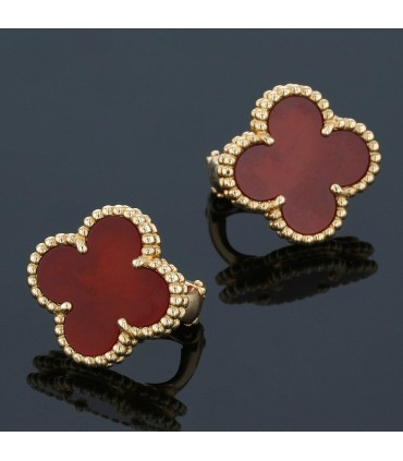 Van Cleef & Arpels Vintage Alhambra cornaline and gold earrings