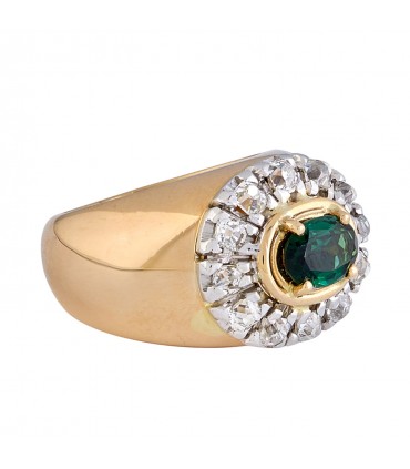 Bague or, platine, diamants et tourmaline