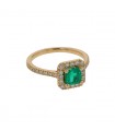 Emerald, diamonds and gold ring