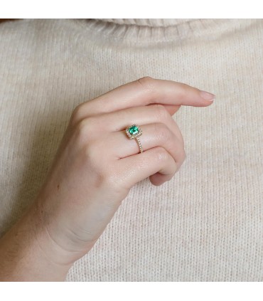 Bague or, émeraude, diamants