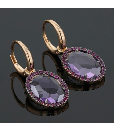 Pomellato Colpo Di Fulmine amethyst, rubies and gold earrings