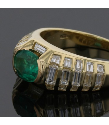 Bague or, émeraude, diamants