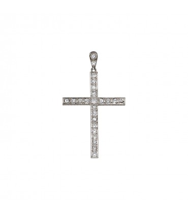 Pendentif croix platine et diamants