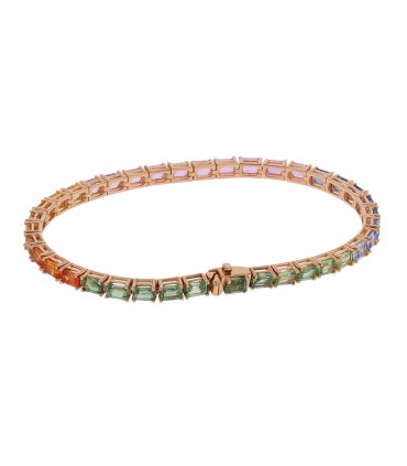 Colored sapphires and gold bracelet