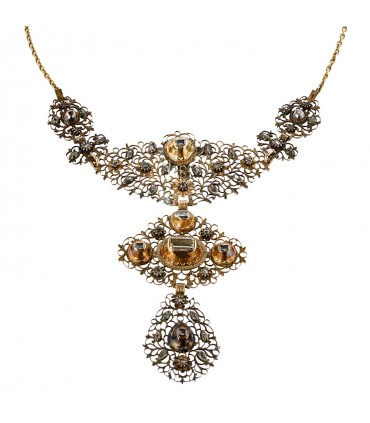 Diamonds, gold and silver necklace