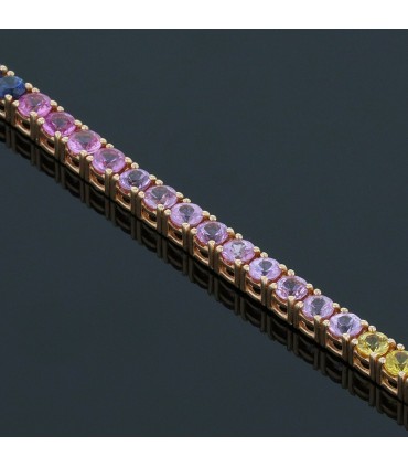 Colored sapphires and gold bracelet