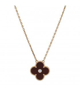 Van Cleef & Arpels Vintage Alhambra gold, bull’s eye quartz and diamond necklace