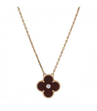 Van Cleef & Arpels Vintage Alhambra gold, bull’s eye quartz and diamond necklace