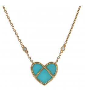 Poiray L’Attrape-Coeur turquoise, diamonds and gold necklace
