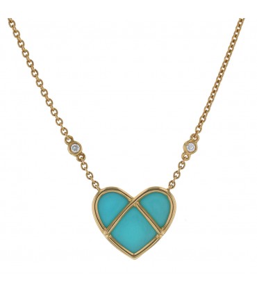 Poiray L’Attrape-Coeur turquoise, diamonds and gold necklace