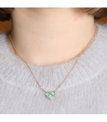 Poiray L’Attrape-Coeur turquoise, diamonds and gold necklace