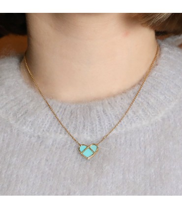 Poiray L’Attrape-Coeur turquoise, diamonds and gold necklace