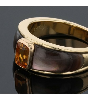 Mauboussin mother of pearl, citrine and gold ring