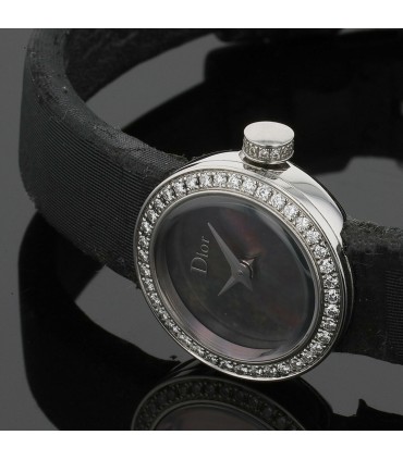 Dior La Mini D diamonds, mother-of-pearl and stainless steel watch
