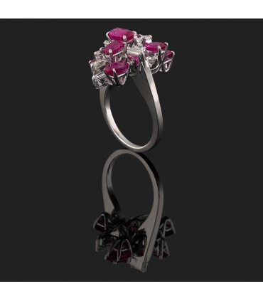 Bague or, diamants et rubis