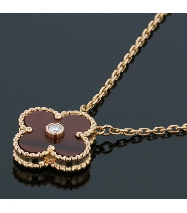Van Cleef & Arpels Vintage Alhambra gold, bull’s eye quartz and diamond necklace
