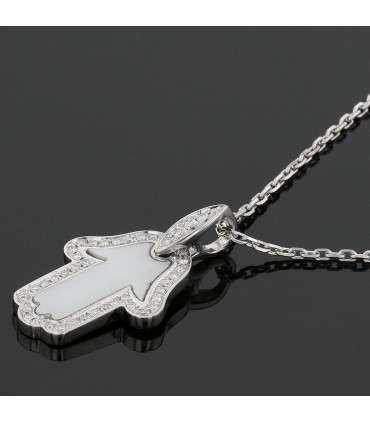 Mother-of-pearl, diamonds and gold necklace