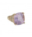 Kunzite, diamonds and gold ring