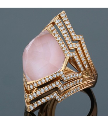 Stephen Webster Lady Stardust pink opal, diamonds and gold ring