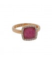 One More Pantelleria diamonds, rhodochrosite, quartz and gold ring