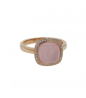 One More Pantelleria diamonds, mother-of-pearl, quartz and gold ring