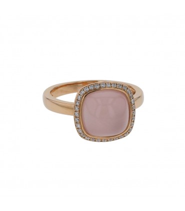 One More Pantelleria diamonds, mother-of-pearl, quartz and gold ring