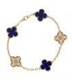 Van Cleef & Arpels Vintage Alhambra lapis lazuli, diamonds and gold bracelet