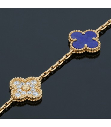 Van Cleef & Arpels Vintage Alhambra lapis lazuli, diamonds and gold bracelet