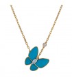Van Cleef & Arpels Deux Papillons turquoise, diamond and gold necklace