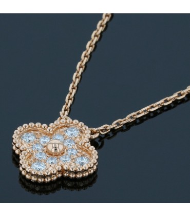 Van Cleef & Arpels Vintage Alhambra diamonds and gold necklace