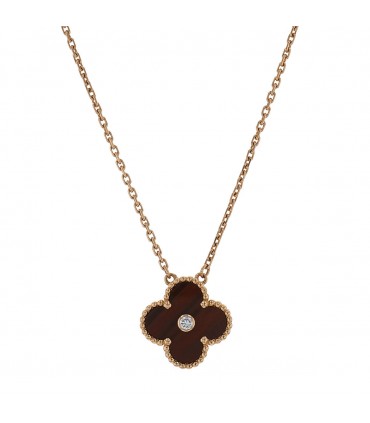 Van Cleef & Arpels Vintage Alhambra gold, bull’s eye quartz and diamond necklace