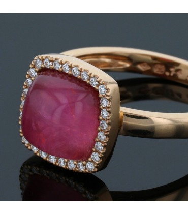 One More Pantelleria diamonds, rhodochrosite, quartz and gold ring