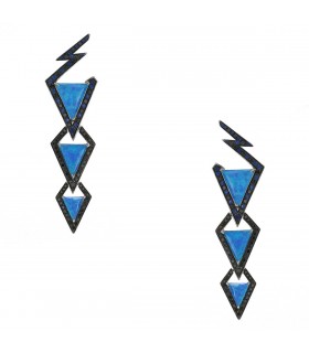 Stephen Webster opals, black diamonds, sapphires and gold earrings