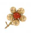 Chaumet coral, diamonds and gold brooch
