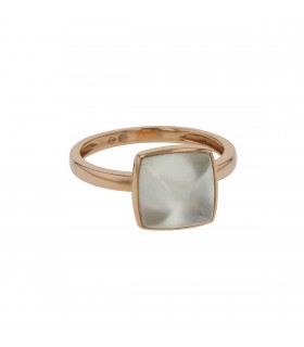 One More Pantelleria prehnite, mother-of-pearl and gold ring