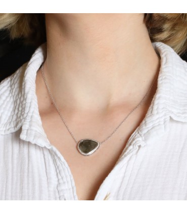 Djula Magic Stone agate and gold necklace