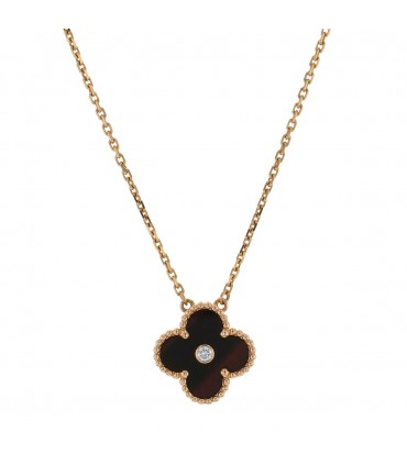Van Cleef & Arpels Vintage Alhambra gold, bull’s eye quartz and diamond necklace