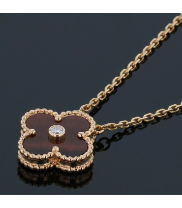 Van Cleef & Arpels Vintage Alhambra gold, bull’s eye quartz and diamond necklace