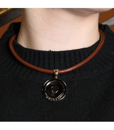 Bulgari Tondo stainless steel and gold necklace