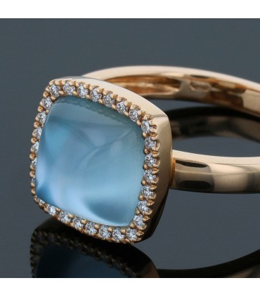 One More Pantelleria diamonds, mother-of-pearl, topaze and gold ring